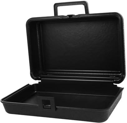 FOYTOKI Household Toolbox Black Portable Abs Plastic Tool Storage Box with Buckle and Grip for Outdoor and Garden Use