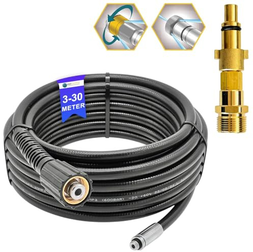 10 Meter Rohrreinigungsschlauch Kanalratte für Hochdruckreiniger M22x1,5 Abflussreiniger Schlauch kompatibel mit Kärcher etc.