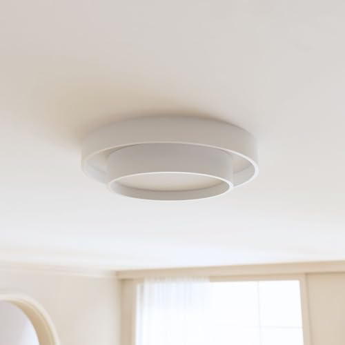 LUMIÈRE Design Deckenleuchte 'Aurelia' LED warmweiß 2700 K nicht dimmbar CRI 92 hohe Helligkeit 3420 Lumen Designerlampe modern Aluminium Deckenlampe Weiß 35cm