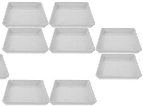 WEKADRIN Lot de 10 Soucoupes Carrées en Plastique Blanc 225 CM Bac de Drainage Étanche pour Pots de Fleurs D’Intérieur ’Extérieur Support Carré Polyvalent pour Plantes sur Balcon ou