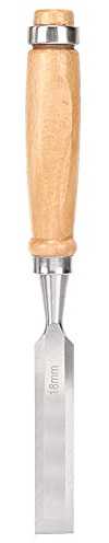 Adfaga Ciseau plat professionnel outil de travail du bois acier au chrome vanadium robuste lame de 18 mm de large ciseau de sculpture sur bois de précision pour la fabrication de m