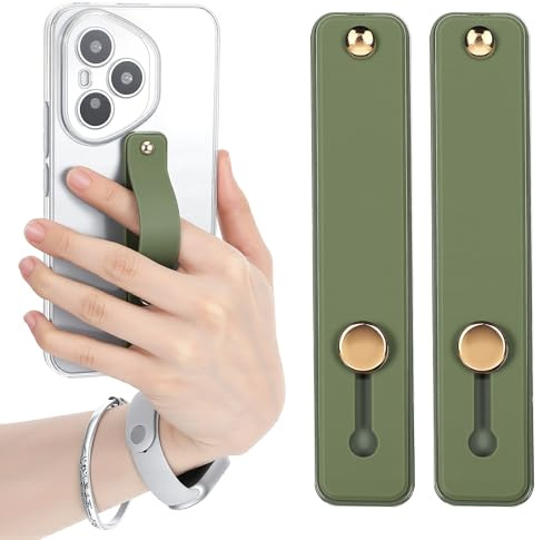 Ymapinc 2Pcs Phone Loops for Back of Phone Strap Grip Holder, Green | Silicone Kickstand Cellphone Finger Loop Grip for Most Mobile Phones and Cellphone Case