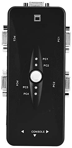 Conmutador KVM USB 2.0 de 2/4 puertos, caja de conmutación manual VGA, adaptador de compartición de video VGA con control por botón, plug and play sin alimentación externa para con (4 bocados)