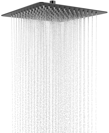Cabezal de ducha tipo lluvia,ducha tipo lluvia negra de 12 pulgadas,rociador ducha cuadrado (30x30 cm),ducha superior de acero inoxidable,Ángulo ajustable,montaje en techo o pared.