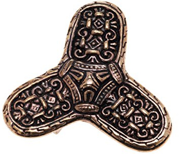 Große Wikinger Fibel 4.8 cm Mittelalter Triangel Brosche Tuchnadel Gewandschließe Bronze