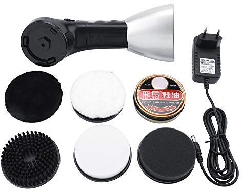 Cireuse à Chaussures Brosse à Chaussure Electrique avec Cinq Têtes de Brosse pour Cirages et L'entretien des Chaussures Voyage Cadeau Homme