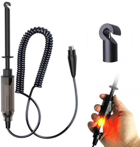 Auto Car Truck Wire Piercing Cord Voltage Circuit Tester DC 6V/12V/24V Hook Probe Test Light Pencil with Light Indicator 1pc