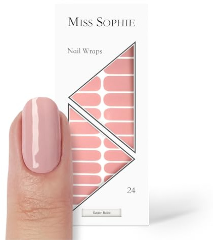 Original Miss Sophie Nagelfolien Sugar Babe I 24 ultra-dünne Nagellack-Streifen einfarbig in Nude I Für Finger- & Fußnägel I Hält auf Natur- sowie lackierten, Acryl-, Gel- & Shellac-Nägeln