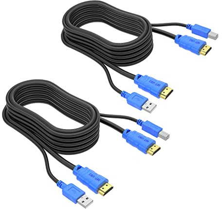 2 Packs USB HDMI KVM Cable 3m, MT-VIKI Twin 4K KVM Cables for HDMI KVM Switch 10ft