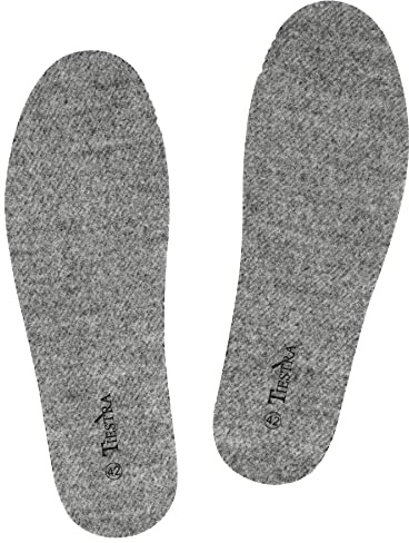 TIESTRA Wool Felt Warm Insoles Soft Comfort Shoe Inserts Thermal Insoles Winter Thick Inner Soles for Rain Boots Winter Shoes Slippers for Women Grey 41EU/UK8