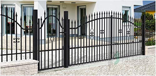 Electric Yard Gate Double Wing Gate Metal Gate Gate 1.5 / 3 m 3.5 m 4 m Drive Fence Entrance Gate Black/Anthracite