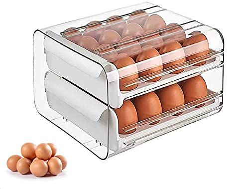 NILICAN Eierbox für Kühlschrank Eier Aufbewahrungsbox,Stapelbarer Transparenter Eierkarton Eierbehälter aus Kunststoff,Eieraufbewahrungsbox für frische,Schublade (White)