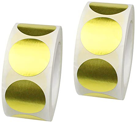 milaosk 2 Rollen Aufkleber Rund Klebeetiketten Klein Sticker Gold 25 mm | Kreis-Aufkleber Selbstklebend Etiketten Klebepunkte Briefumschlag Versiegelung für Karten, Scrapbook oder Hauswand