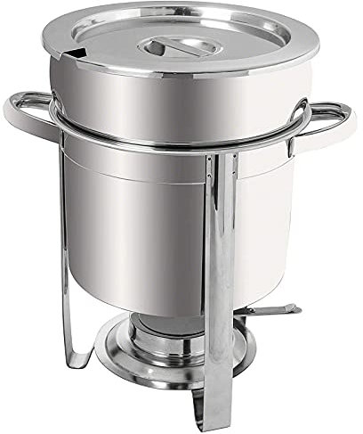 3 Capacities Soup Chafer, Stainless Steel Food Warmer, Chafing Dish Buffet Set with Water Pan, Chafer, Frame, Fuel Holder and Lid for Parties(Round),4L