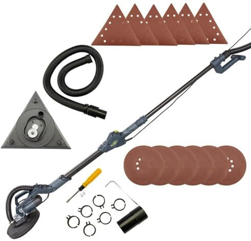 Titan PTSM85230D - Wand- & Deckenschleifer - Langhalsschleifer - 850Watt Leistung - Ø230mm Grundplatte - 120° neigbarer Kopf - teleskopierbarer Arm - inkl. Schleifpapier