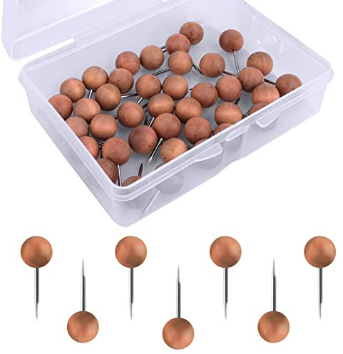 AIEX Reißnägel aus Holz, mit rundem Kopf, mit Nadel aus Stahl, Kartennadeln, dekorativ, für Anzeigetafel, Dokumente, Fotos und Karten, 100 Stück