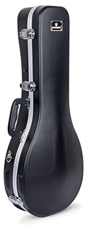 Crossrock ABS Mandolin Case for F-Style | Black Moulded Shell, Locking Latch, Accessory Compartment, Shoulder Straps – Lightweight Hard Case - Black(CRA862MFBK)