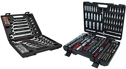 KS Tools 503.4960 GEARplus RINGSTOP-Ratschenringmaulschlüssel-Satz, 30-tlg 917.0795 1/4 Zoll + 3/8 Zoll + 1/2 Zoll Steckschlüssel-Satz | mit 3 Umschaltknarren, 72-Zahn | 195-tlg.