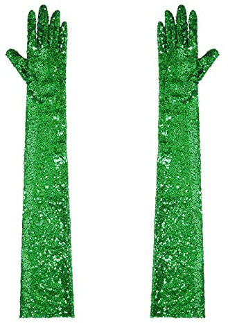 Agoky Damen Pailletten Handschuhe Abendhandschuhe Ellenbogen Lang Party Hochzeit Braut Armstulpen Fäustlinge Gloves