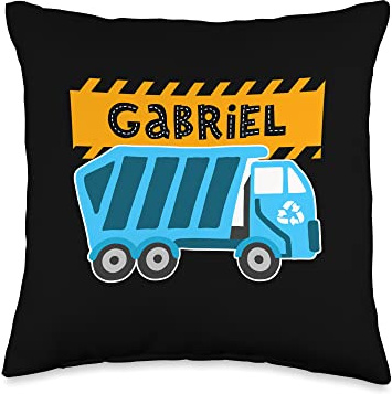 Waste Collector Dump Trash Recycling Lover Gabriel Trash Truck for Kids Collector Ecologist Garbage Throw Pillow, 16x16, Multicolor