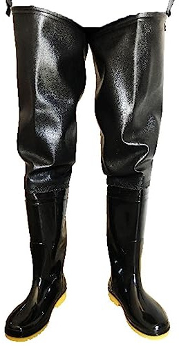 Watstiefel Schwarze PVC-wasserdichte Kuhsehnensohle for Watvögel am Gesäß, Männer und Frauen beim Angeln/Jagd/Transplantation/Zucht (Color : Black, Size : 35 EU)