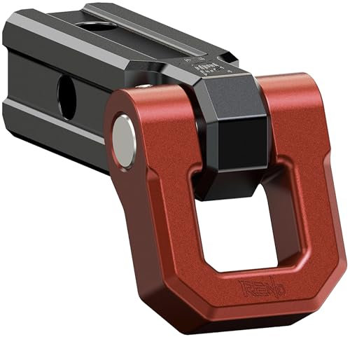 RENO Récepteur d'attelage de manille, support de remorquage de 5,1 cm avec anneau en D de 1,9 cm – Robuste de 20,4 kg, compatible avec camions, SUV tout-terrain, 4 x 4 (rouge)