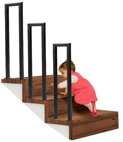 Cecaylie Treppengeländer, U-förmige Handlauf Geländer für Treppen, Innen AußEn für Treppen, Eingangsgeländer, Korridor Anti-Rutsch-Ziergeländer(65CM, Schwarz)