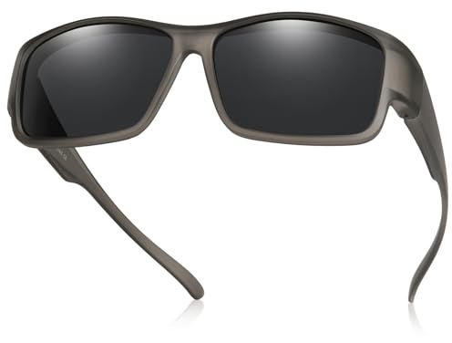 TINHAO Polarisierte Sonnenbrille zum Überziehen,Überbrille zum Umwickeln für Brillenträger UV-Schutz(Grau-schwarz)