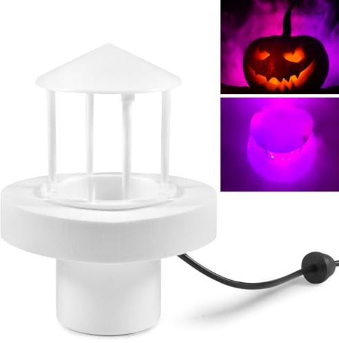 Funmo Ultraschall Vernebler, Mini Nebelmaschine Halloween mit 12 LED-Licht Nebler Fogger Leiser Zerstäuber 24V Nebelhersteller für Teich, Aquarium,Halloween Pumpkin und Hexentopf
