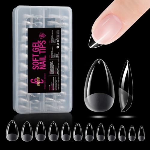 Mandel Kurze Nail Tips für Gelnägel - CHUCHU Nageltips Fake Nails Künstliche Nägel zum Aufkleben für Nagelverlängerung Nagel DIY Auftragen von Nagellack 216 Stück 12 Größen