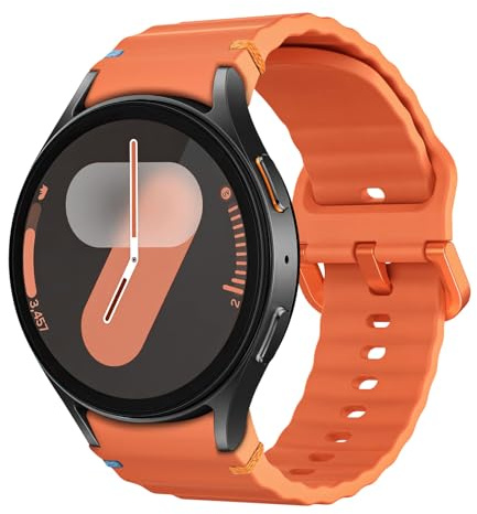 MoKo Sport Strap Compatible with Samsung Galaxy Watch 7 FE 6 5 4 Strap 40mm 44mm/Watch 6 Classic 43mm 47mm/4 Classic 42mm 46mm/5 Pro 45mm, No Gap Soft Silicone Band for Women Men, Orange