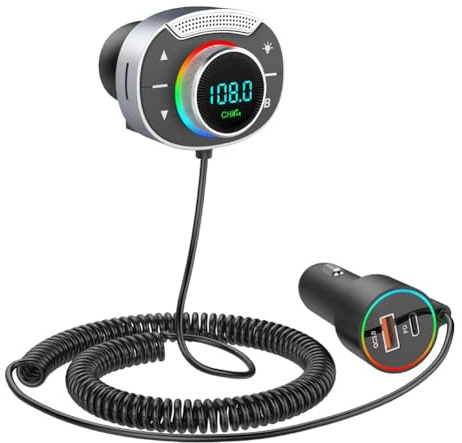 Gokeet Trasmettitore FM Bluetooth 5.0 per Auto PD 30W QC3.0 Caricatore Rapido Ricevitore Audio Vivavoce Wireless Lettore Musicale MP3