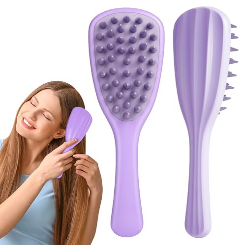 LOPHE Scalp Massager, Long Handle Shampoo Brush, Silicone Hair Scalp Massager for Hair Growth, Scalp Scrubber for Washing Hair Reduce Dandruff, Wet and Dry Hair Head Massager, Purple