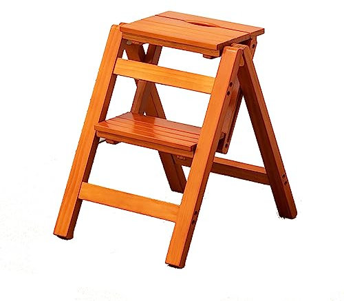 Scaletta pieghevole in legno massello per la casa biblioteca cucina mensole fiore multi funzionale decorativo miele scala colore