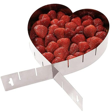 Swtgaah Stampo per torta in acciaio inox, regolabile, a forma di cuore, a forma di cuore