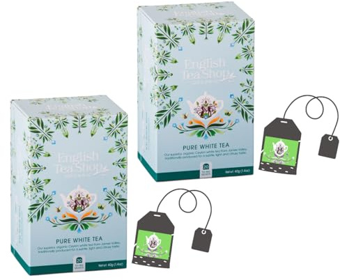 English Tea Shop | Puro Tè Bianco BIO in Eco Box | Tè Bianco 100% Purificante Rilassante a Basso Tenore Caffeina (2 x 20 Filtri)