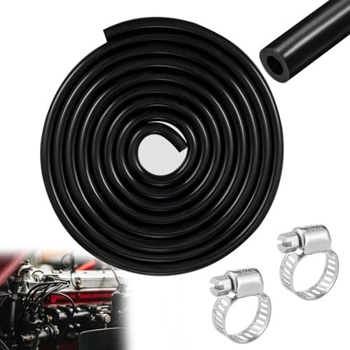 Apdvenk 3 Metros Manguera de Silicona de Vacío, Manguera de Vacio Automoción, Negras Tubo Vacio Silicona, Tubo de Vacío Alta Temperatura Universal para Coche, Aire, Bombas, Agua (ID 4 mm, OD 8 mm)