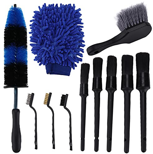 11 Pezzi di Auto B Set per la Cura Completa dei veicoli- Ideale per Ruote, Interni e Aree Difficili