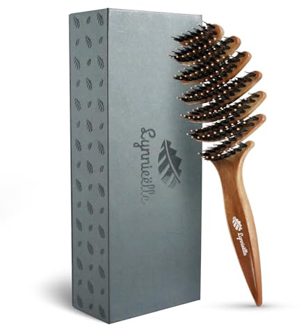 Lynnieëlle Boar Bristle Hair Brush for Fine Hair - Ultimate Smoothing Vented Detangler Wet Brush for Women, Gentle Scalp Massage, A Great Gift