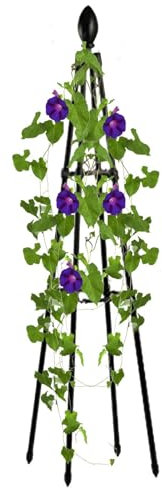 Yumneo Metal Garden Trellis | Metal Obelisks For Climbing Plants | Tall Plant Support Trellis For Potted Plants | Sweet Pea Frame For Climbing Outdoor Vegetables, Vines, Flowers Potted