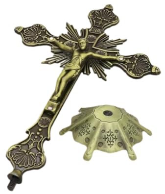 LOVIVER Table Crucifijo Cruzado con Stand Catholic Devrout Gift, Jesus Crucifix Jesús Cruz Estatua para la Tabla de decoración Cristiana Hogar