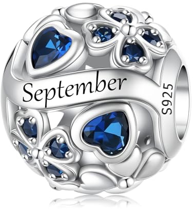 LNQOBU Breloque de pierre de Naissance pour Pandora Bracelet,perle de Charme de coeur D'amour en Argent Sterling 925, Pendentif en forme de Coeur D'amour pour les Femmes