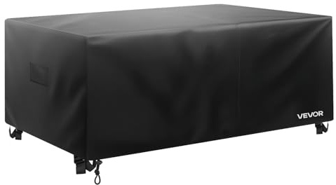 VEVOR Patio Furniture Cover, 420D Heavy Duty Waterproof Outdoor Dining Table and Chairs Cover, Large Rectangular Patio Table Covers with Air Vent for All Weather, 74L x 47W x 28H inch, Black