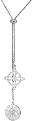 Dreamtimes Nodo delle streghe e Tetragrammaton Pentagramma Collana a Y Catena lunga regolabile Collane mistiche Simbolo Ciondolo Collana ispirata Gioielli per Donne Uomini