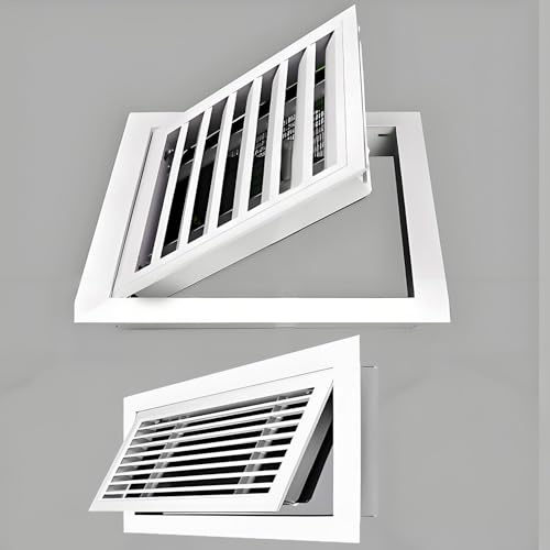 400mm*400mm Rejilla Ventilación Con Cierre Regulable, Empotrable Pared O Techo Baño, Cocina, Cuartos Húmedos Mini Persiana De Lamas Móvil Para Abrir Cerrar El Paso Del Aire(24in*12in/600mm*300mm)