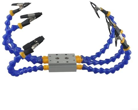 Besttoolifes Morsa da banco con bracci flessibili per riparazione di saldatura PCB, supporto per saldatura ad angolo regolabile con resistente al calore per clip, terza mano (6 bracci)