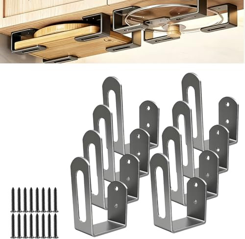 mimzemamz 8 Stück Schneidebrett Halter Hängendes Schneidebrett Halterung Sparersparnis, Metall Deckelhalter Selbstklebende Wandhalterung mit Schraube Topfdeckel Organizer Geeignet für Küche, Schwarz