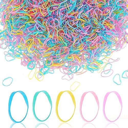 Lusofie 2500Pcs Colrful Hair Elastic Bands, Small Multicolor Elastic Hair Band, Soft Baby Mini Hairs Ties Bands for Girls, Kids, Braids(Muliticolor E)