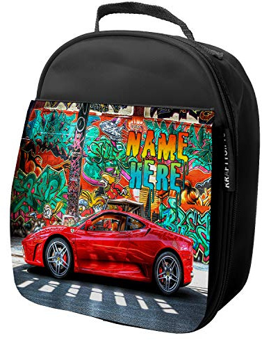 KRAFTYGIFTS Personalised Lunch Bag Race Car Cooler Bag Portable Carrying Insulated Lunch Box Bag for Boys Girls ST465