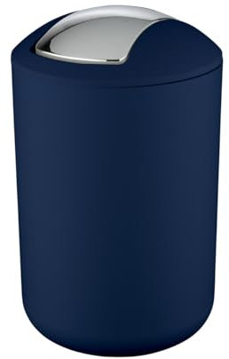 WENKO Kosmetikeimer Mod. Brasil L, 6,5 Liter Bad-Mülleimer mit Schwingdeckel, aus bruchsicherem Kunststoff, BPA-frei, Dunkelblau